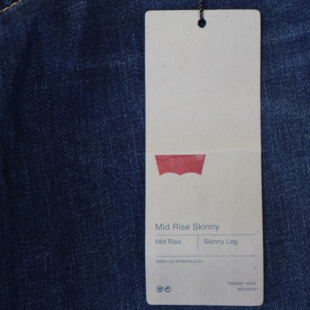 Levis Mid Rise Skinny Jeans Womens 12 Dark Wash Stretch Denim Blue 6M/28 - Picture 7 of 15